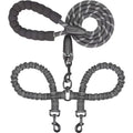 Flexiwalk™ Shock-Absorbing Double Dog Leash – Nylon, Stretchable, Anti-Winding for Comfortable Walks